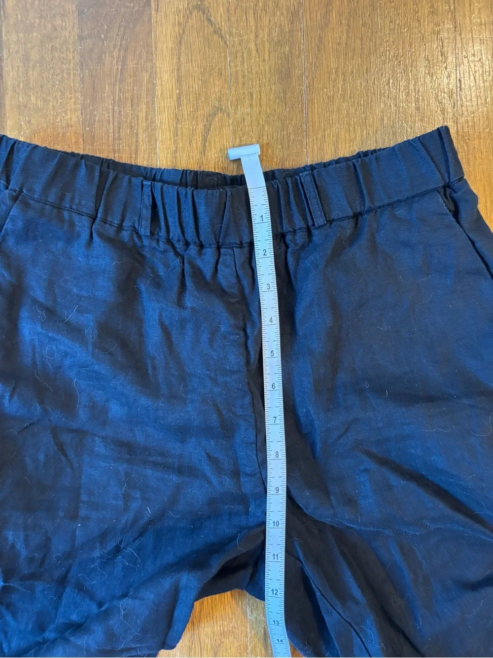 Quince Black Linen Casual Elastic-Waist Pants